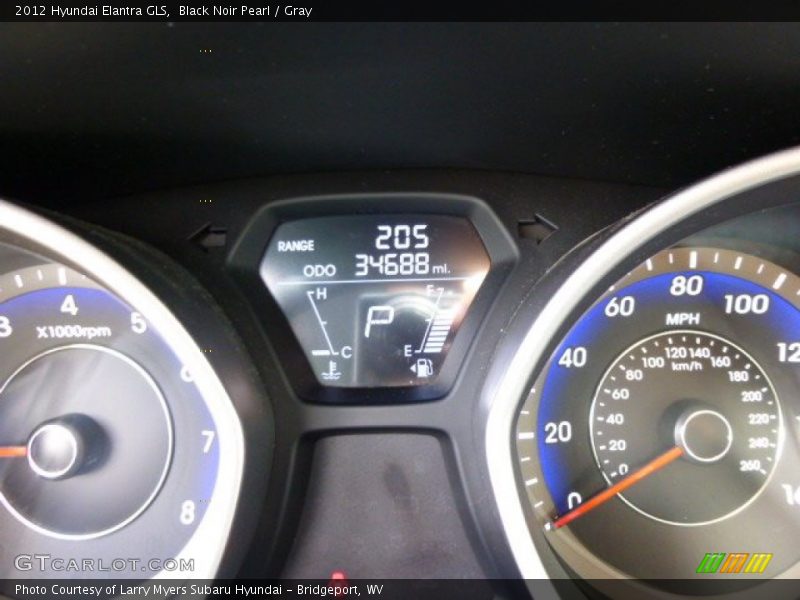 Black Noir Pearl / Gray 2012 Hyundai Elantra GLS