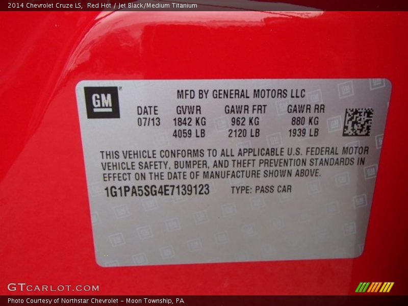 Red Hot / Jet Black/Medium Titanium 2014 Chevrolet Cruze LS