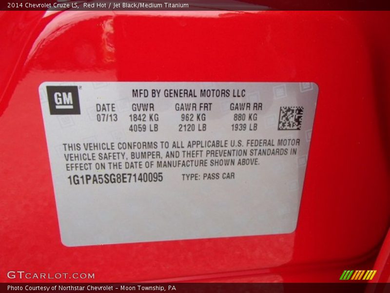 Red Hot / Jet Black/Medium Titanium 2014 Chevrolet Cruze LS
