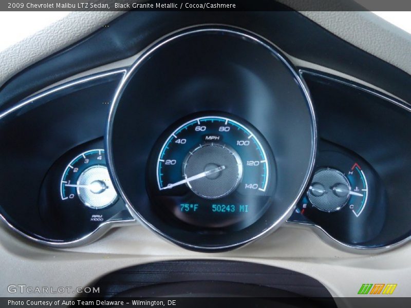 Black Granite Metallic / Cocoa/Cashmere 2009 Chevrolet Malibu LTZ Sedan