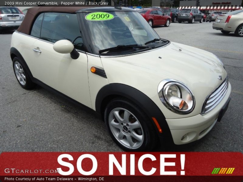 Pepper White / Black/Grey 2009 Mini Cooper Convertible