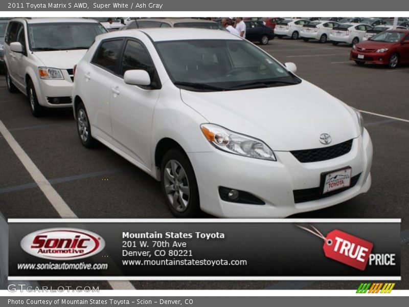 Super White / Ash Gray 2011 Toyota Matrix S AWD