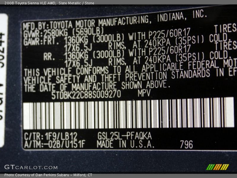 Slate Metallic / Stone 2008 Toyota Sienna XLE AWD