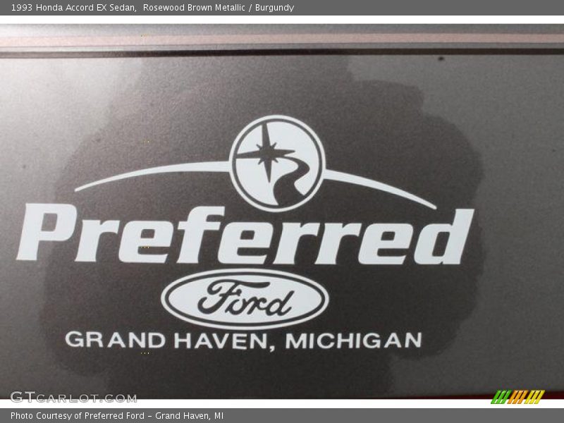 Rosewood Brown Metallic / Burgundy 1993 Honda Accord EX Sedan