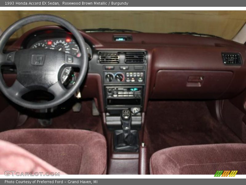 Rosewood Brown Metallic / Burgundy 1993 Honda Accord EX Sedan