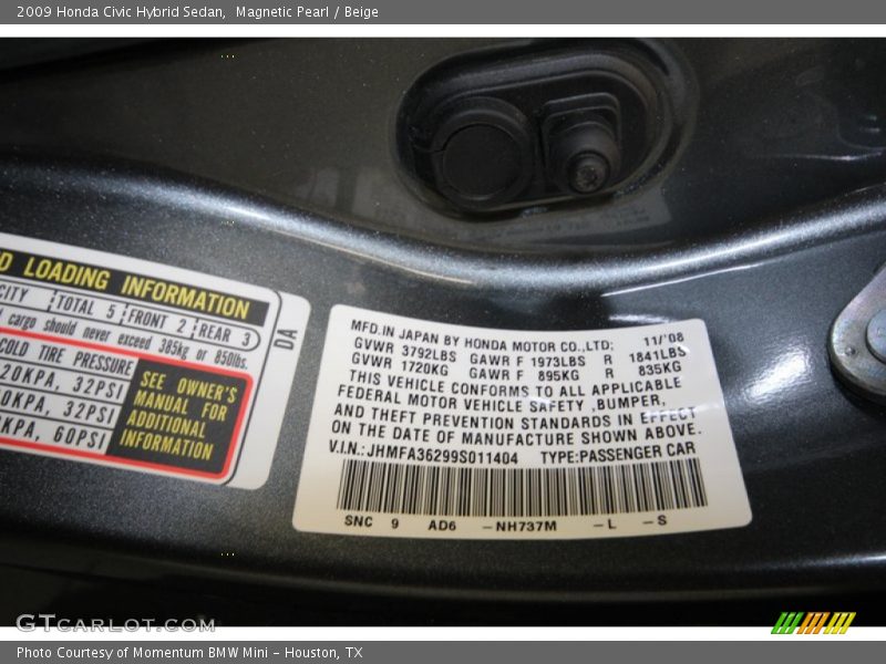 Magnetic Pearl / Beige 2009 Honda Civic Hybrid Sedan