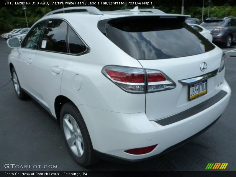 Starfire White Pearl / Saddle Tan/Espresso Birds Eye Maple 2013 Lexus RX 350 AWD