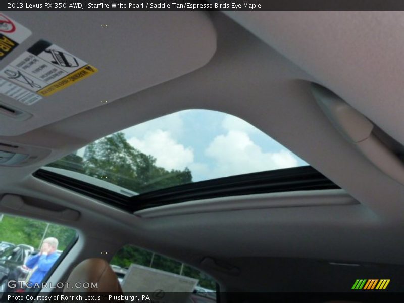 Starfire White Pearl / Saddle Tan/Espresso Birds Eye Maple 2013 Lexus RX 350 AWD
