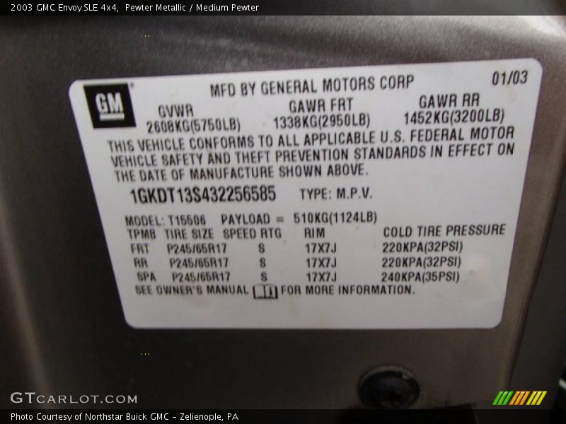 Pewter Metallic / Medium Pewter 2003 GMC Envoy SLE 4x4