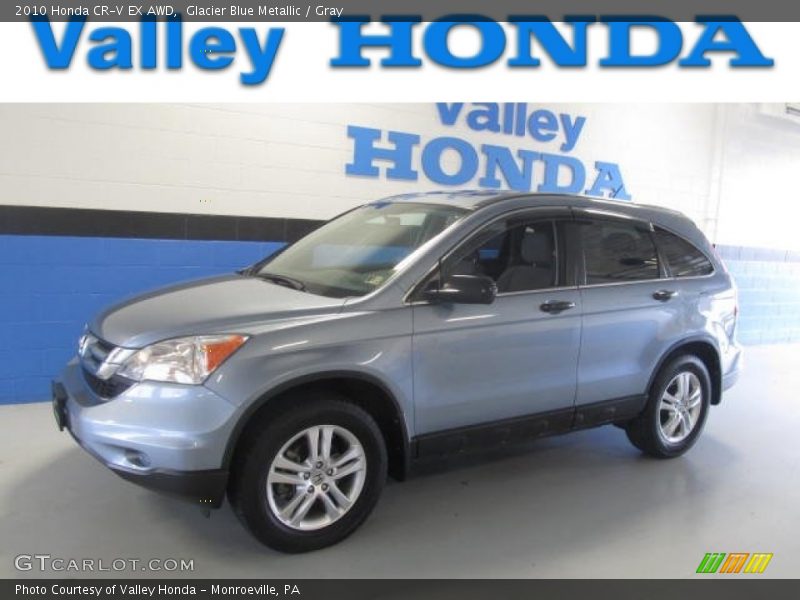 Glacier Blue Metallic / Gray 2010 Honda CR-V EX AWD
