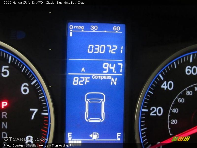 Glacier Blue Metallic / Gray 2010 Honda CR-V EX AWD