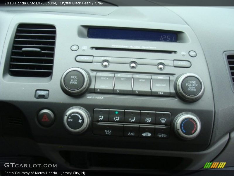 Crystal Black Pearl / Gray 2010 Honda Civic EX-L Coupe