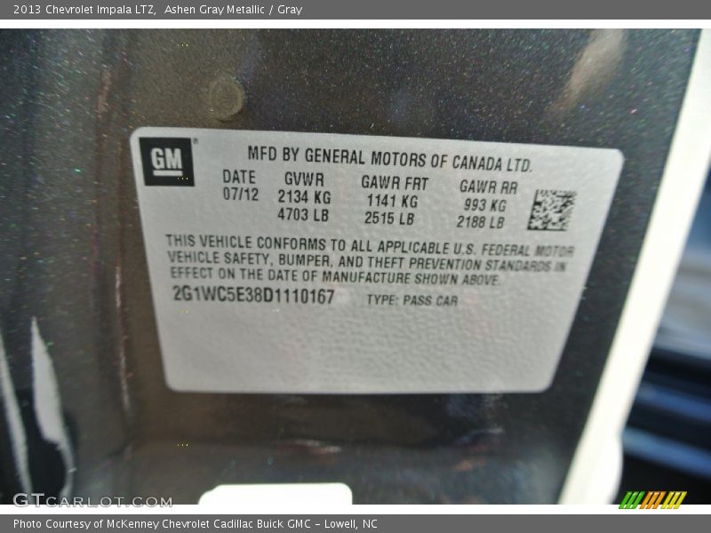 Ashen Gray Metallic / Gray 2013 Chevrolet Impala LTZ