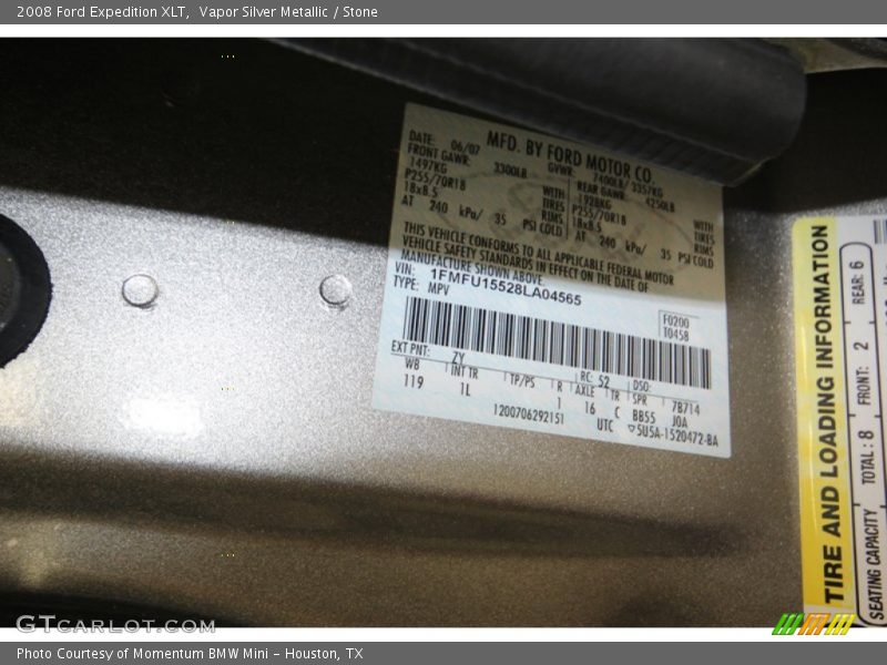 Vapor Silver Metallic / Stone 2008 Ford Expedition XLT