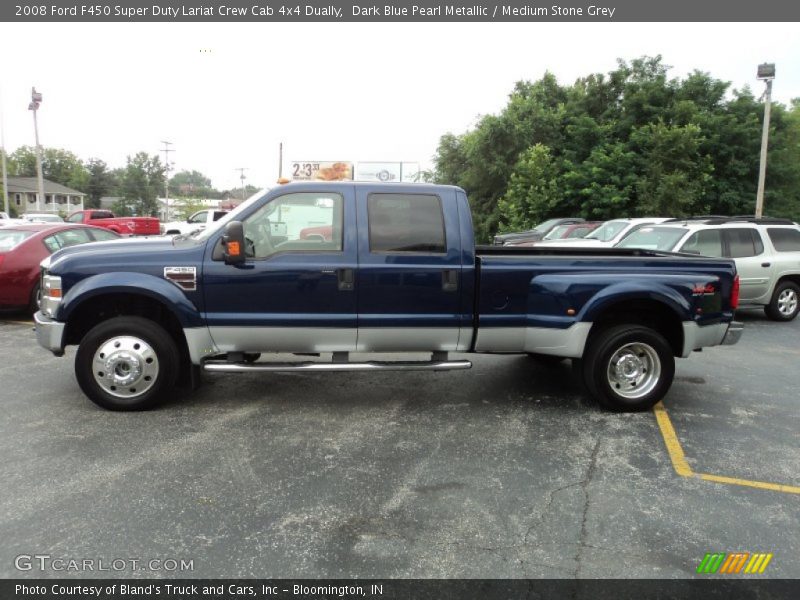 Dark Blue Pearl Metallic / Medium Stone Grey 2008 Ford F450 Super Duty Lariat Crew Cab 4x4 Dually