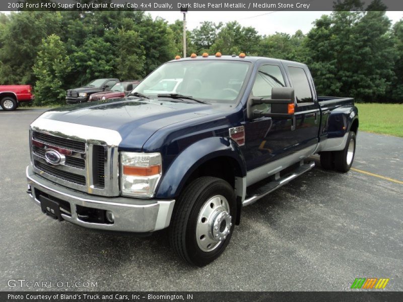 Dark Blue Pearl Metallic / Medium Stone Grey 2008 Ford F450 Super Duty Lariat Crew Cab 4x4 Dually