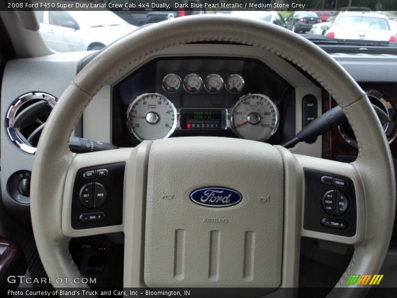 Dark Blue Pearl Metallic / Medium Stone Grey 2008 Ford F450 Super Duty Lariat Crew Cab 4x4 Dually