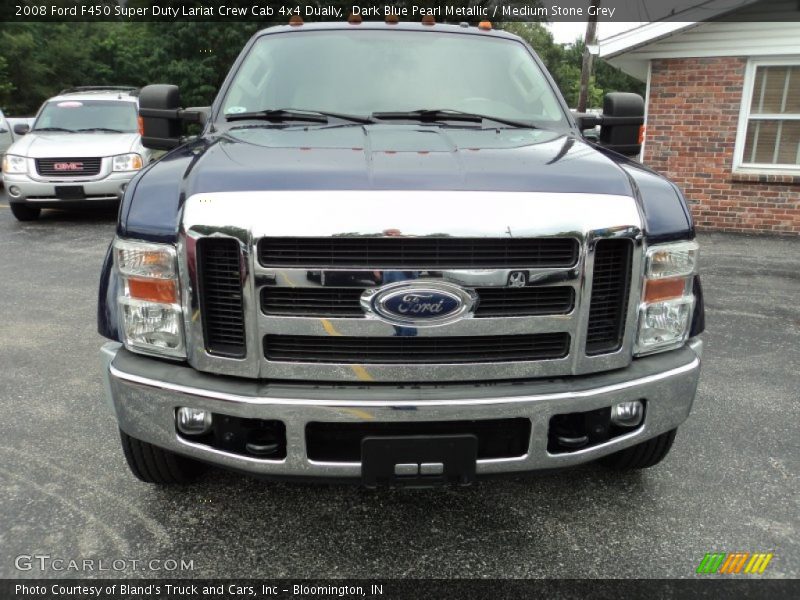 Dark Blue Pearl Metallic / Medium Stone Grey 2008 Ford F450 Super Duty Lariat Crew Cab 4x4 Dually