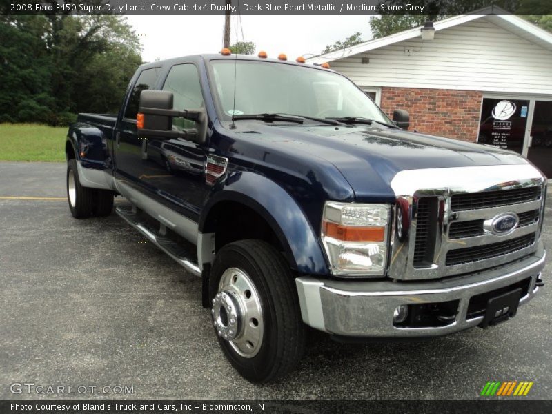 Dark Blue Pearl Metallic / Medium Stone Grey 2008 Ford F450 Super Duty Lariat Crew Cab 4x4 Dually