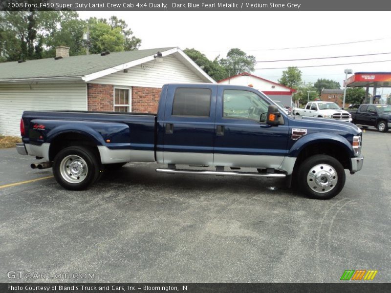 Dark Blue Pearl Metallic / Medium Stone Grey 2008 Ford F450 Super Duty Lariat Crew Cab 4x4 Dually