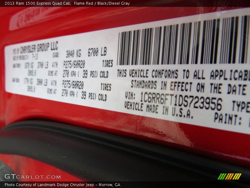 Flame Red / Black/Diesel Gray 2013 Ram 1500 Express Quad Cab