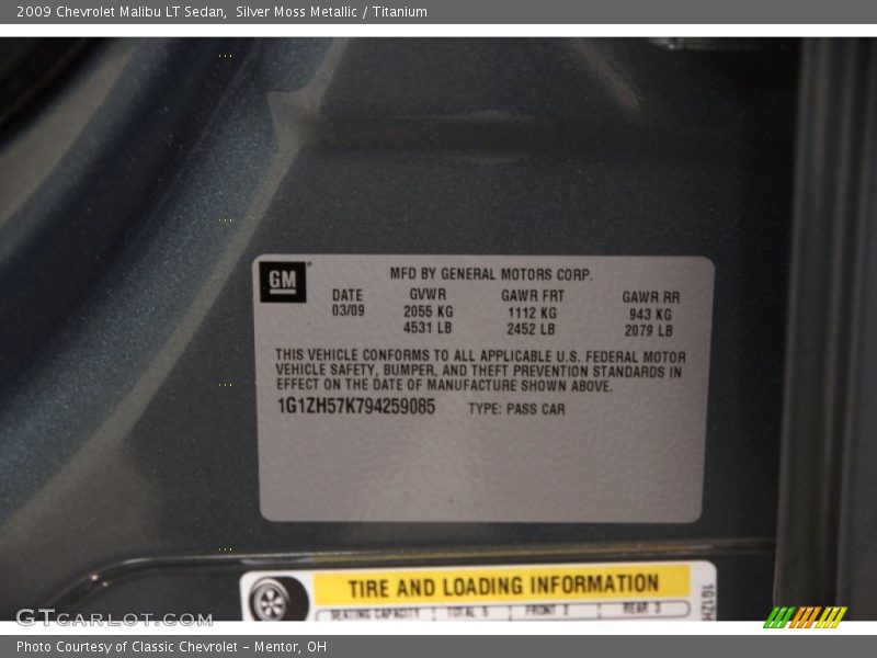 Silver Moss Metallic / Titanium 2009 Chevrolet Malibu LT Sedan