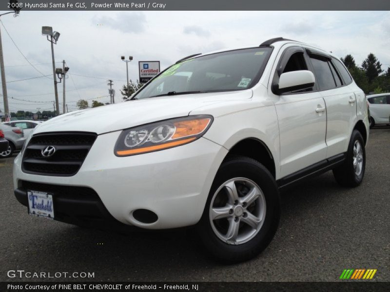 Powder White Pearl / Gray 2008 Hyundai Santa Fe GLS