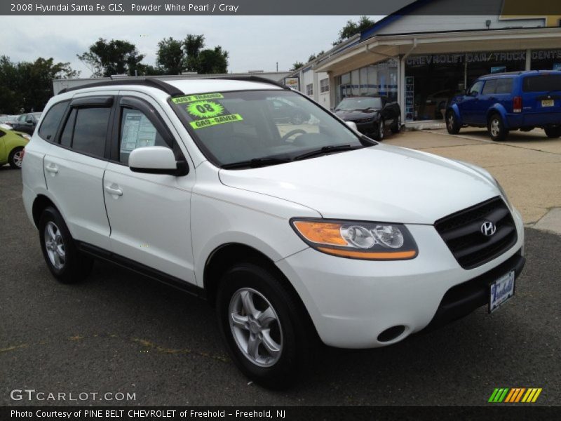 Powder White Pearl / Gray 2008 Hyundai Santa Fe GLS