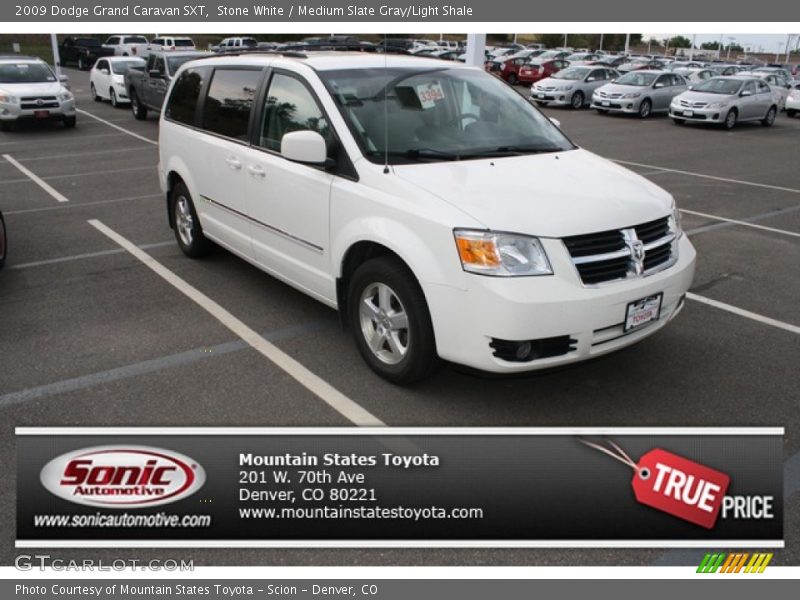 Stone White / Medium Slate Gray/Light Shale 2009 Dodge Grand Caravan SXT