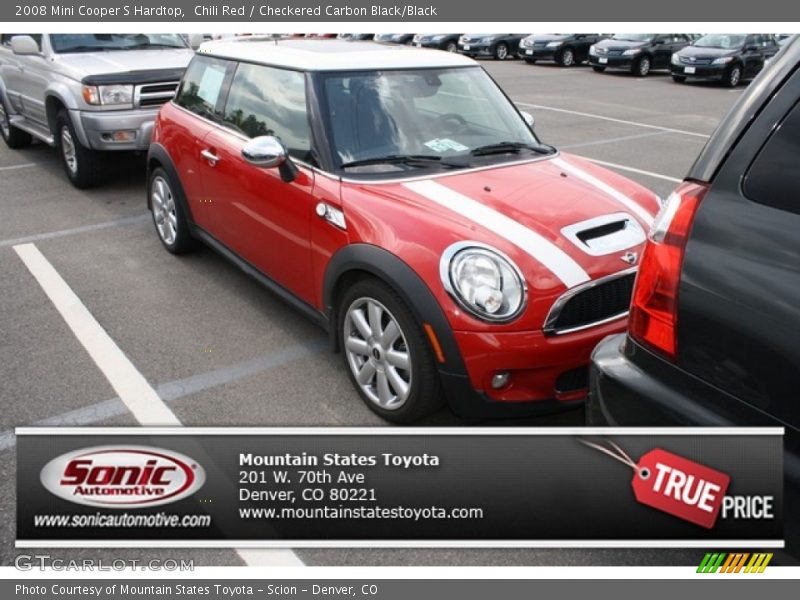 Chili Red / Checkered Carbon Black/Black 2008 Mini Cooper S Hardtop