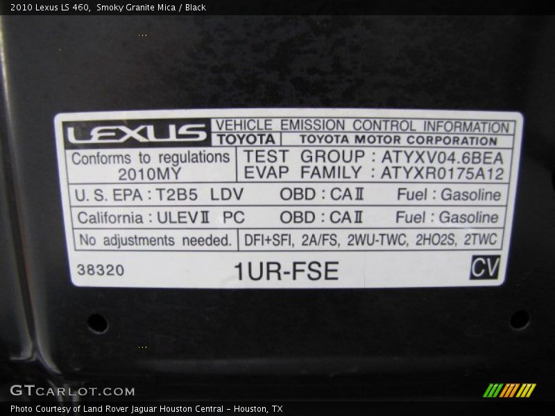 Smoky Granite Mica / Black 2010 Lexus LS 460