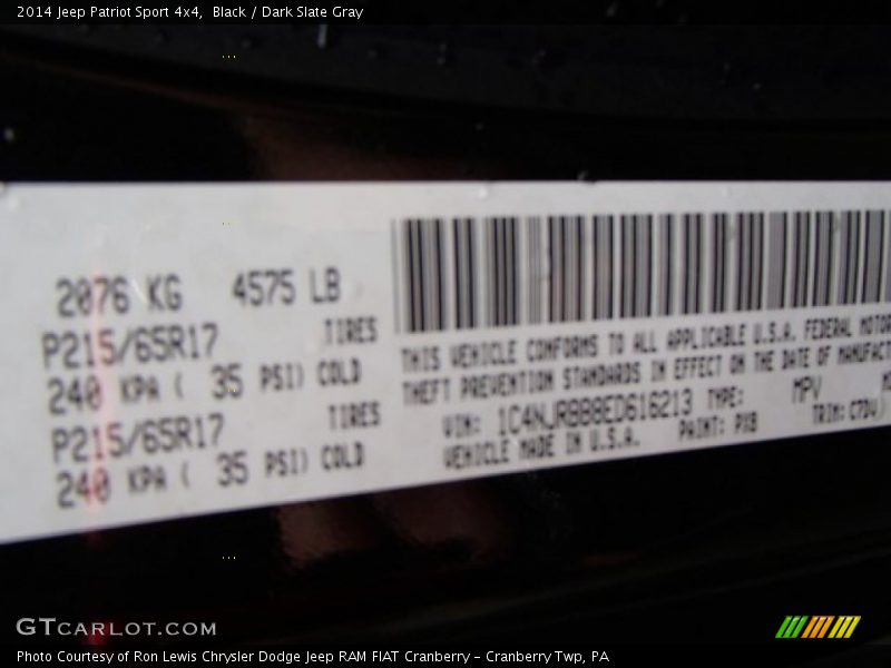 Black / Dark Slate Gray 2014 Jeep Patriot Sport 4x4