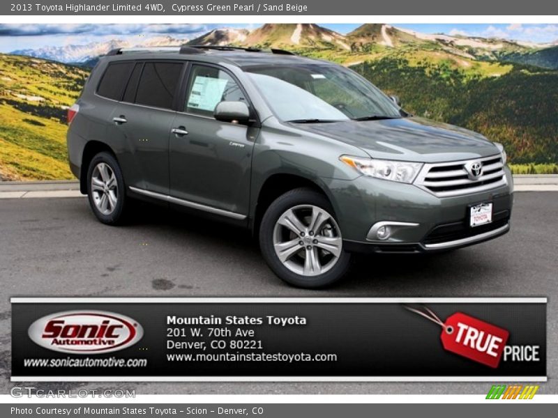 Cypress Green Pearl / Sand Beige 2013 Toyota Highlander Limited 4WD