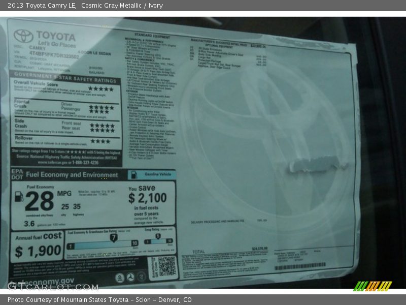 Cosmic Gray Metallic / Ivory 2013 Toyota Camry LE