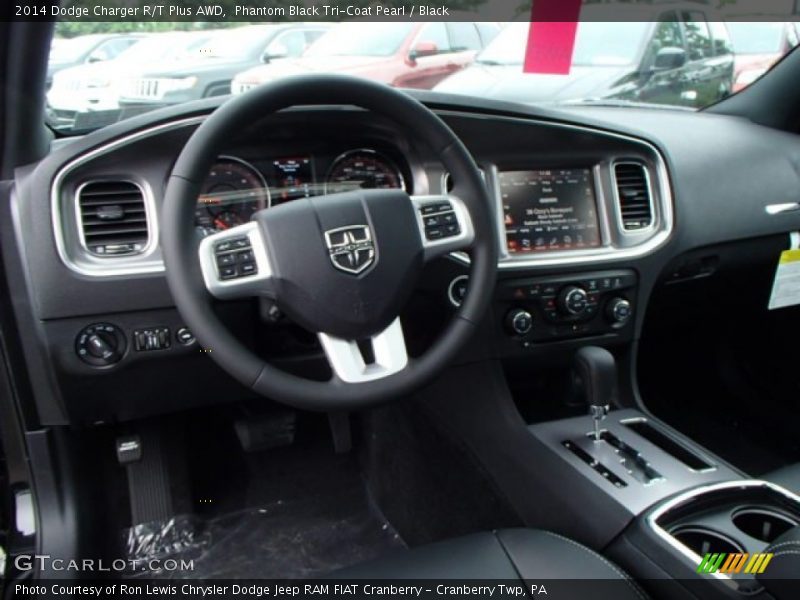 Phantom Black Tri-Coat Pearl / Black 2014 Dodge Charger R/T Plus AWD