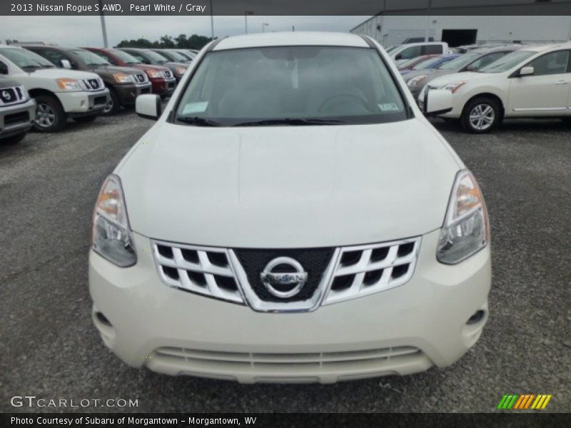 Pearl White / Gray 2013 Nissan Rogue S AWD