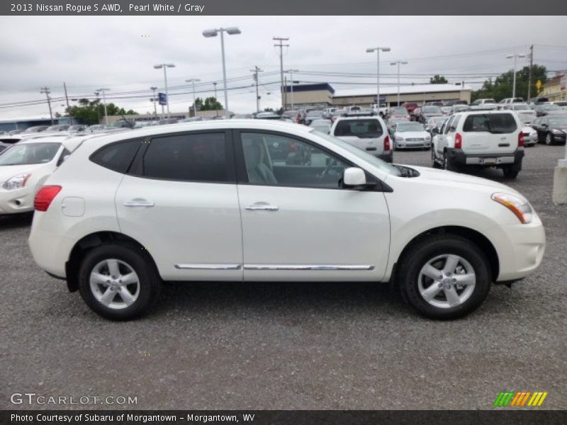 Pearl White / Gray 2013 Nissan Rogue S AWD