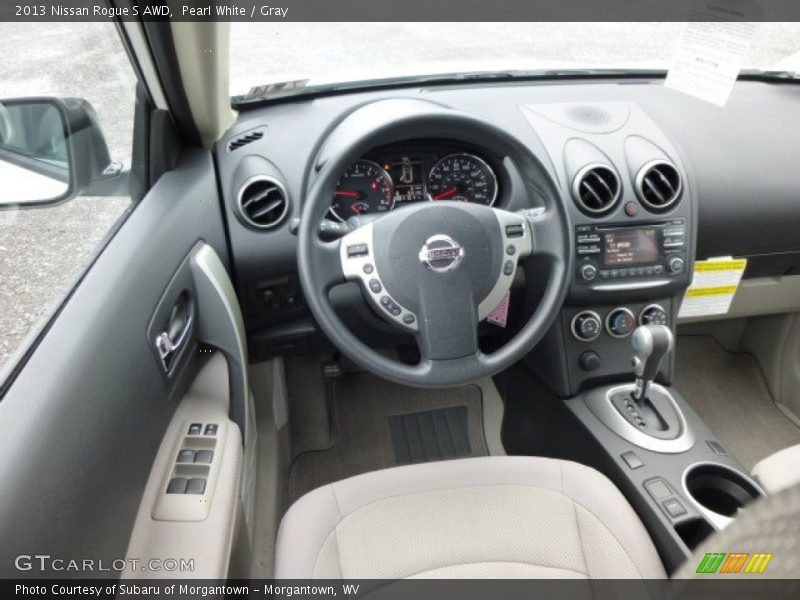 Pearl White / Gray 2013 Nissan Rogue S AWD
