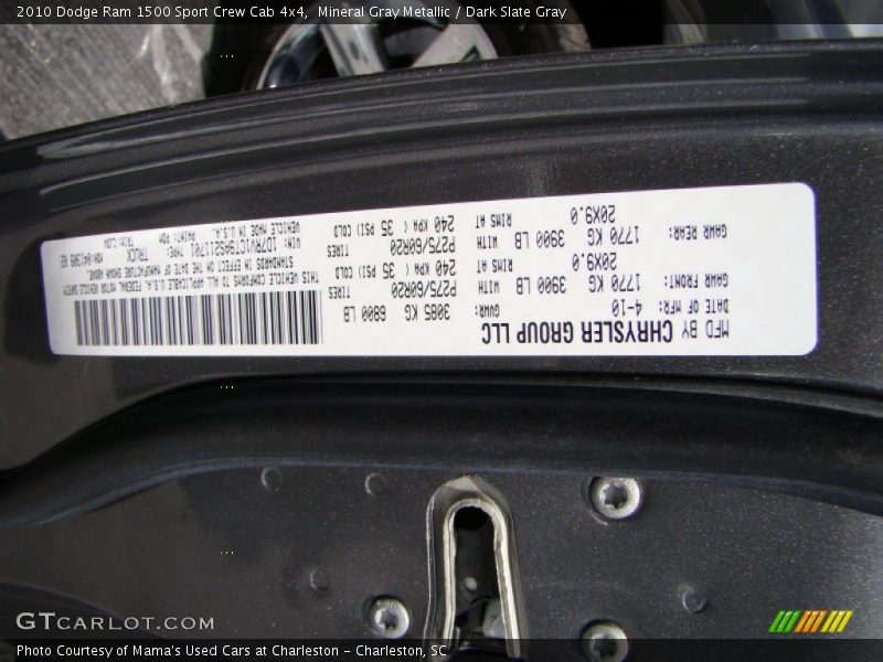 Mineral Gray Metallic / Dark Slate Gray 2010 Dodge Ram 1500 Sport Crew Cab 4x4