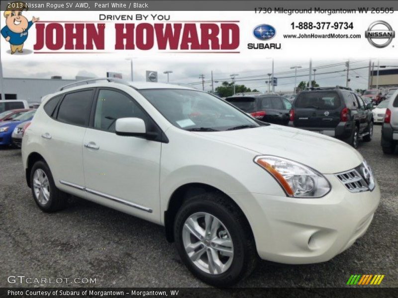 Pearl White / Black 2013 Nissan Rogue SV AWD