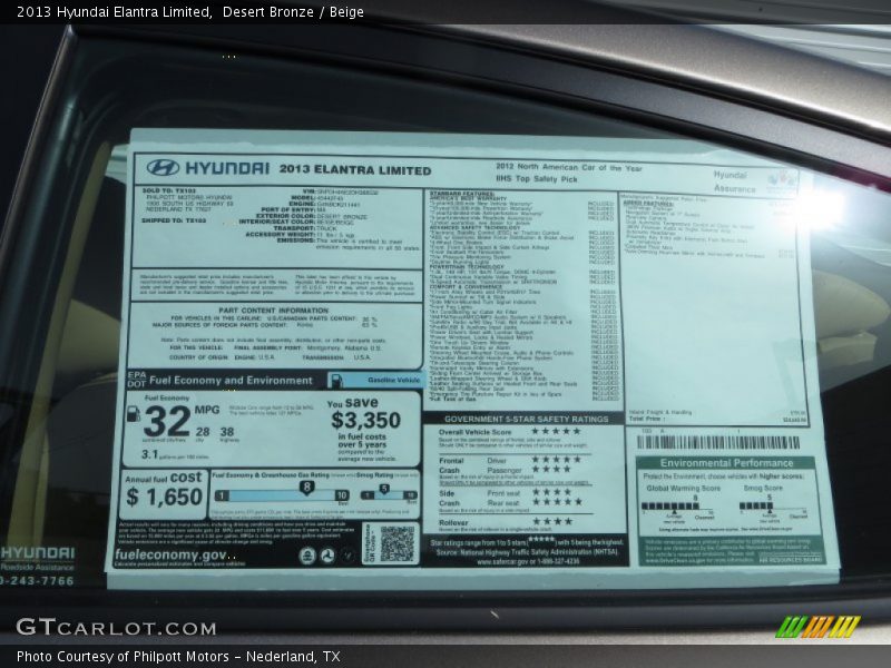 Desert Bronze / Beige 2013 Hyundai Elantra Limited