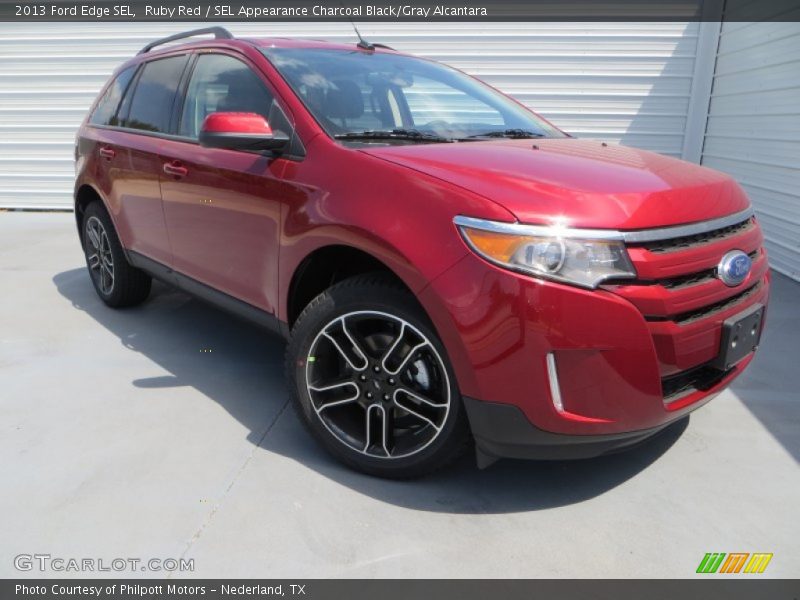 Ruby Red / SEL Appearance Charcoal Black/Gray Alcantara 2013 Ford Edge SEL