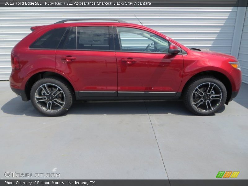 Ruby Red / SEL Appearance Charcoal Black/Gray Alcantara 2013 Ford Edge SEL