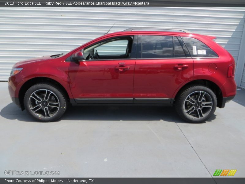 Ruby Red / SEL Appearance Charcoal Black/Gray Alcantara 2013 Ford Edge SEL