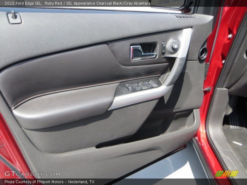 Ruby Red / SEL Appearance Charcoal Black/Gray Alcantara 2013 Ford Edge SEL
