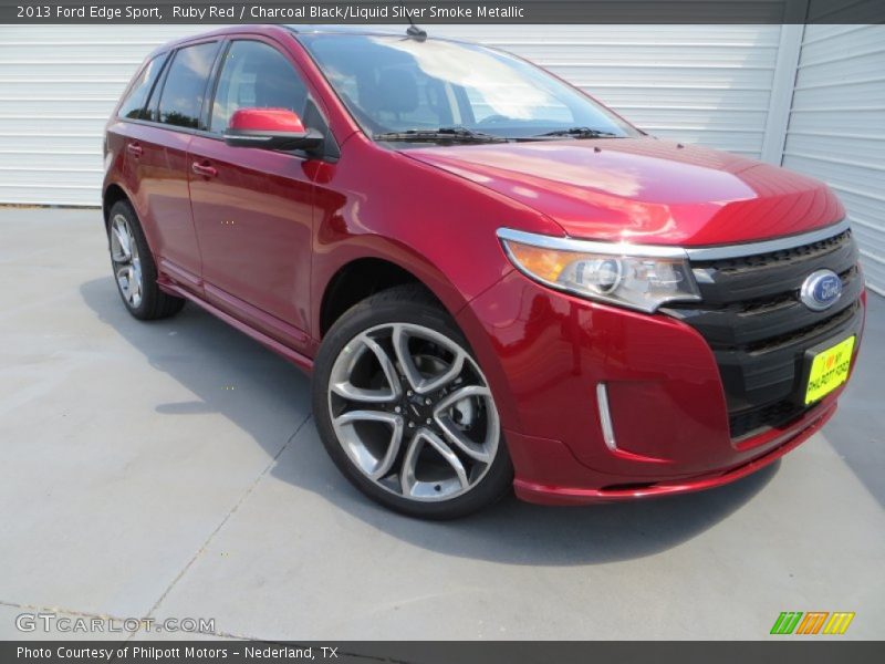 Ruby Red / Charcoal Black/Liquid Silver Smoke Metallic 2013 Ford Edge Sport