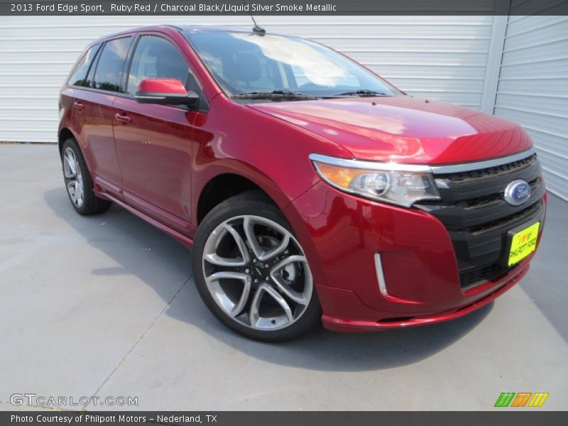 Ruby Red / Charcoal Black/Liquid Silver Smoke Metallic 2013 Ford Edge Sport