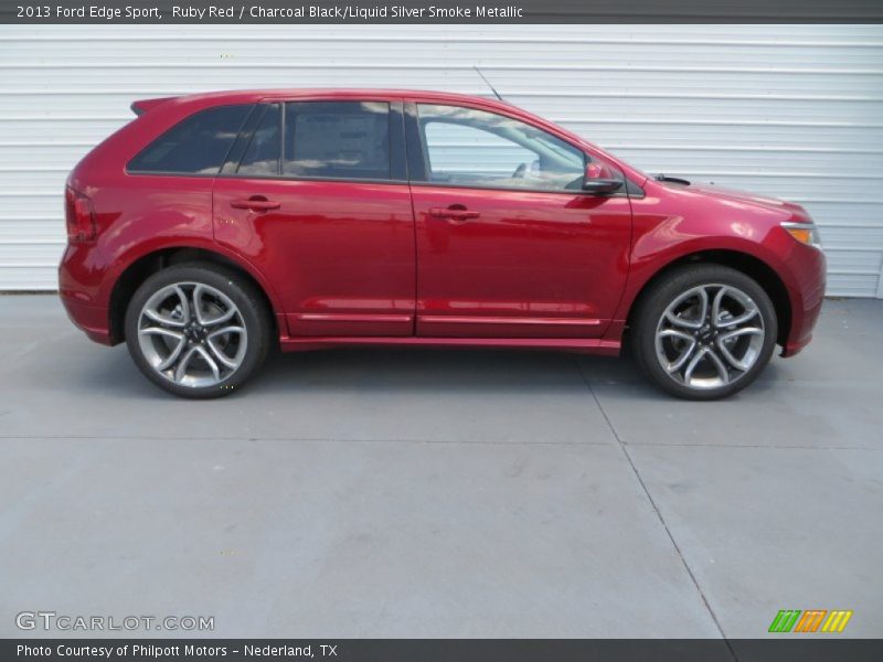 Ruby Red / Charcoal Black/Liquid Silver Smoke Metallic 2013 Ford Edge Sport