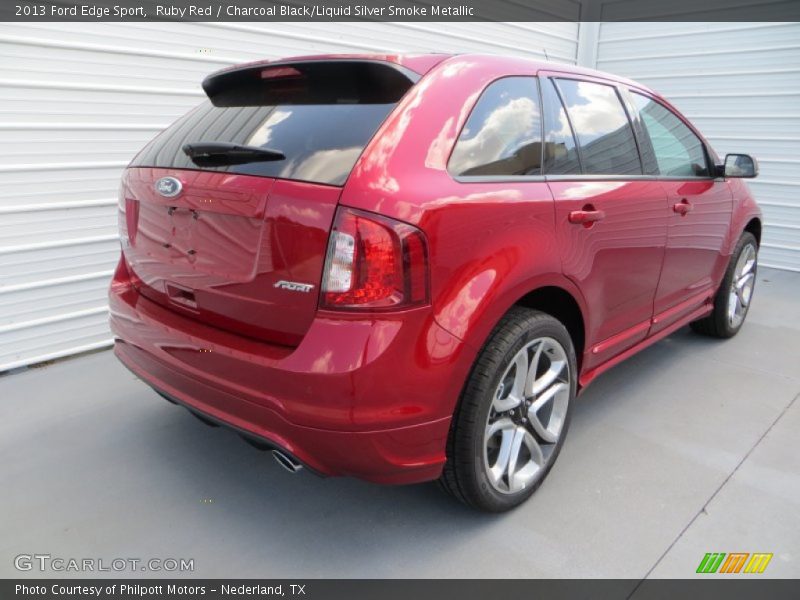 Ruby Red / Charcoal Black/Liquid Silver Smoke Metallic 2013 Ford Edge Sport