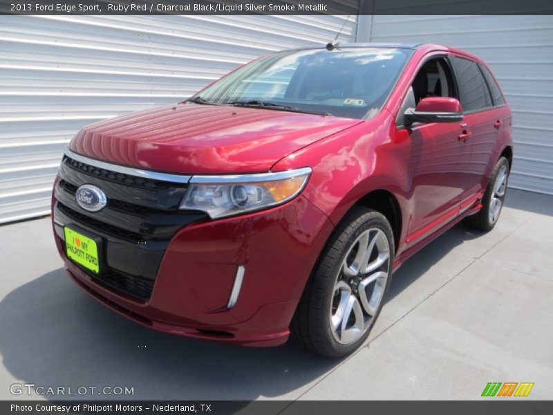 Ruby Red / Charcoal Black/Liquid Silver Smoke Metallic 2013 Ford Edge Sport
